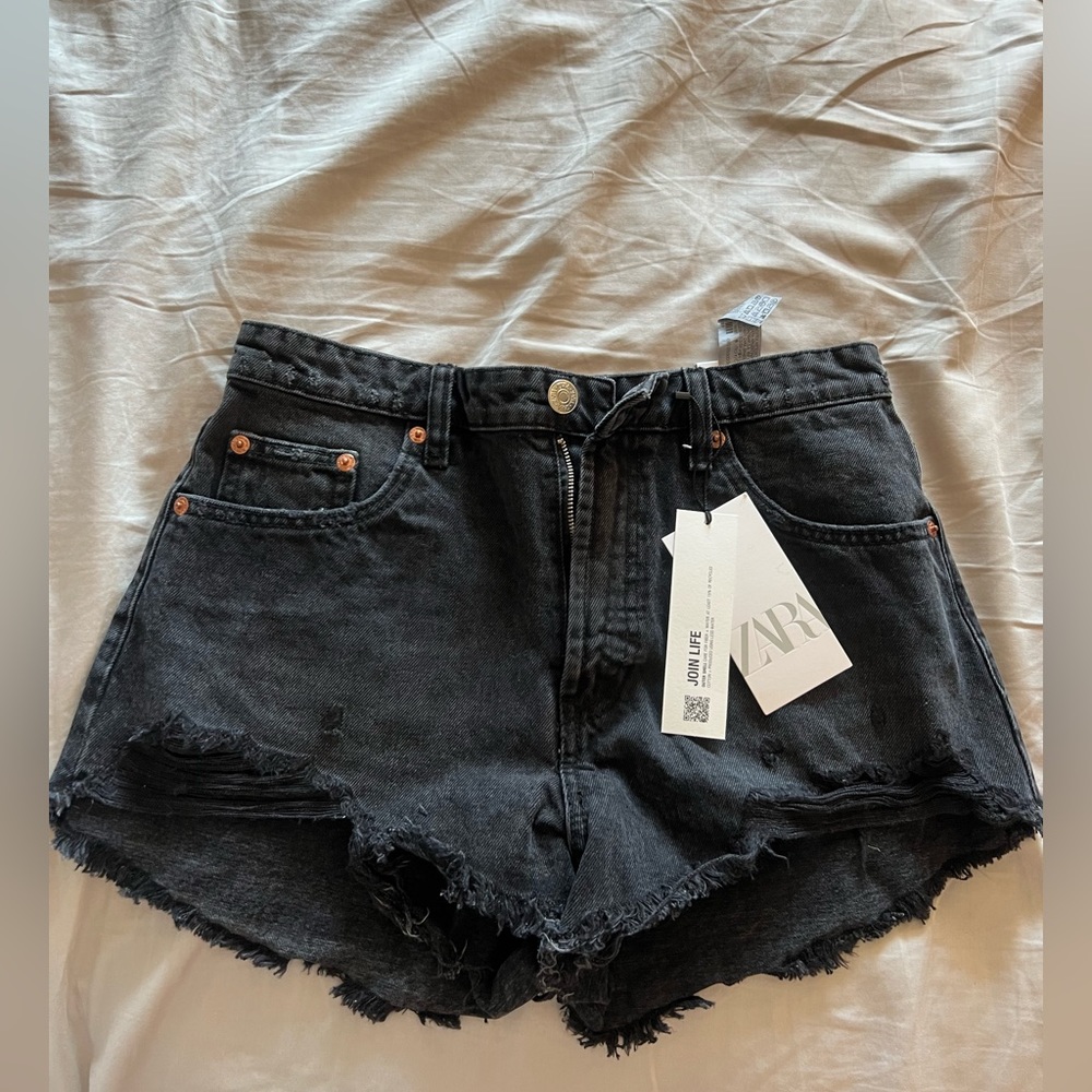 Black zara denim shorts size 38/ us:6